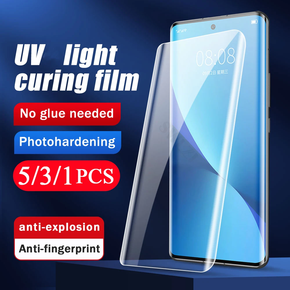 5/3/1Pcs For xiaomi 11 Ultra 12 12s 13 10 pro UV light curing film 10s 12x civi 1s 2 Mix 4 Not Glass screen protector protective