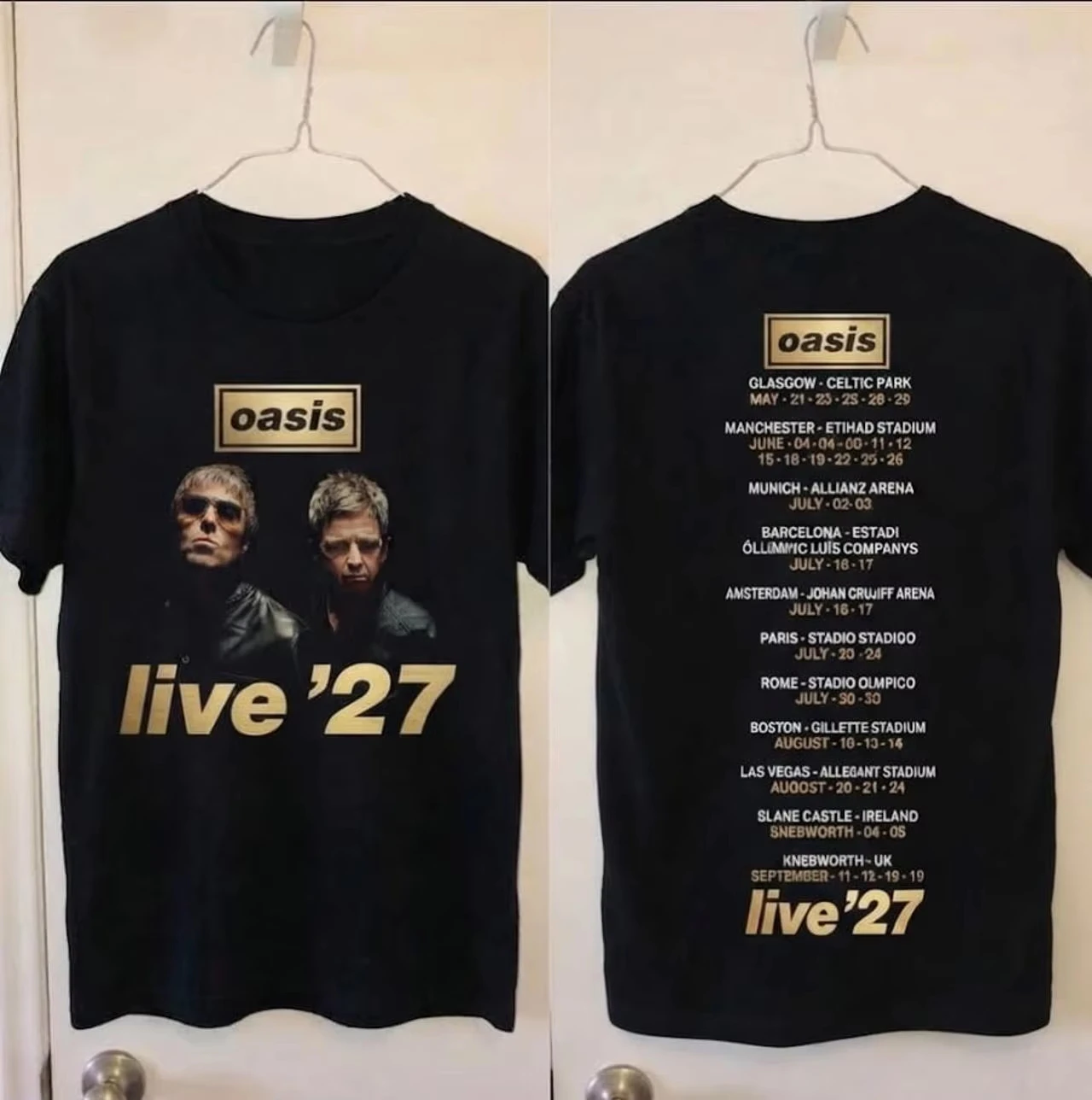 British Rock O-Oasis Live 27 Tour 2027 New T Shirt Women's T-shirts Men Punk Tide Clothing T-shirts Hip Hop Gothic Short Sleeve