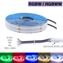 RGBW RGBWW COB LED Strip 24V 784LEDs/M IP67 Tube Waterproof Flexible Led Tape Diode Flexible Ribbon