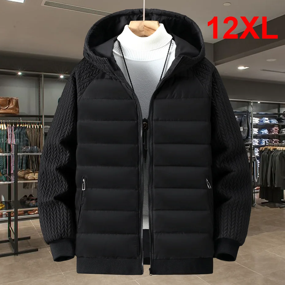 

12XL парки больших размеров, мужская зимняя толстая куртка, модные повседневные лоскутные куртки с рукавами, пальто, мужская стеганая куртка большого размера
