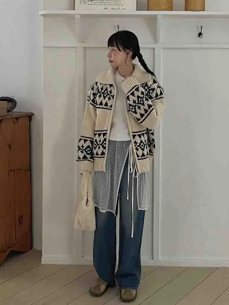 Dongdaemun Floral Lace Skirt Women's Autumn Winter Layered Wear Apron Butt Covering Curtain Belted Half-length Skirt Cover