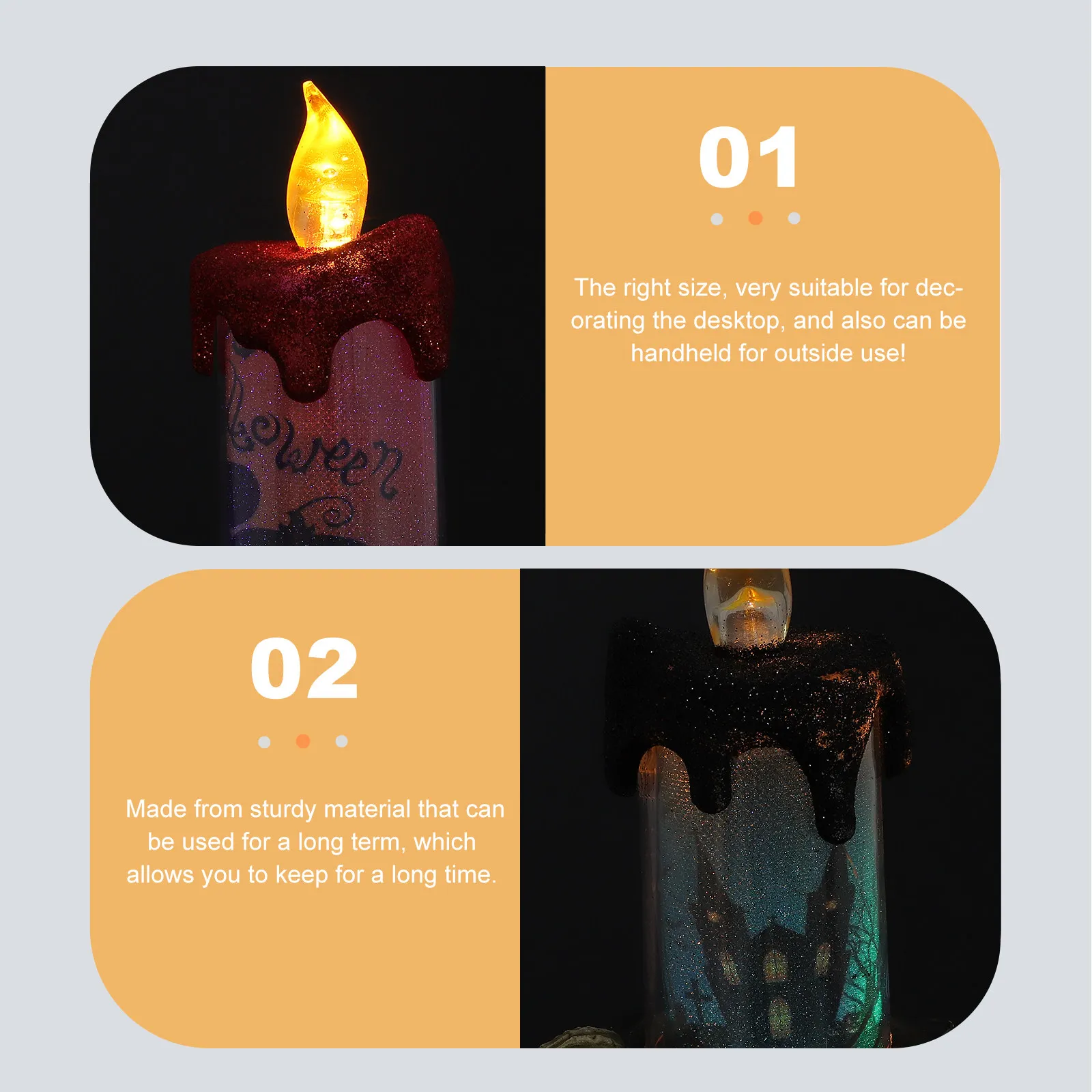 

2pcs LED Pumpkin Skull Decorations Halloween Flameless C Light Tealight Party Favors Desktop Living Room Bedroom Decor