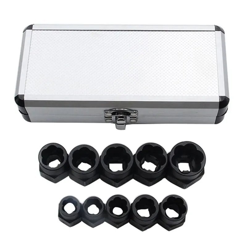 

Инструмент для разборки шестигранной гайки, набор противоскользящих втулок, 10-секционная алюминиевая коробка, экстрактор болтов для сломанной проволоки