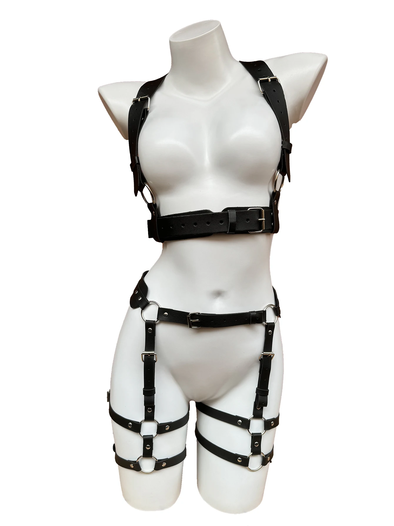 Sexy Full Body Bondage Leather Lingerie Harness Women Gothic Thigh Garter Punk Swordbelt BDSM Adult Erotic Fetish Rave Clothing