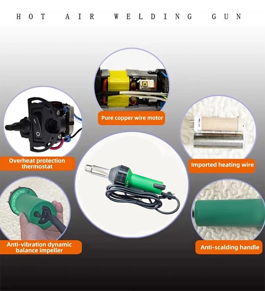 High Power Plastic Welding Gun 1600W PVC Plastic Floor Welding Tool PP Welding S