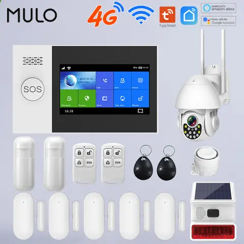 Tuya 4G 홈 알람 스마트 홈 WIFI 보안 경보 홈 하우스 터치 스크린 아파트 경보 지원 스마트 라이프 APP Alexa