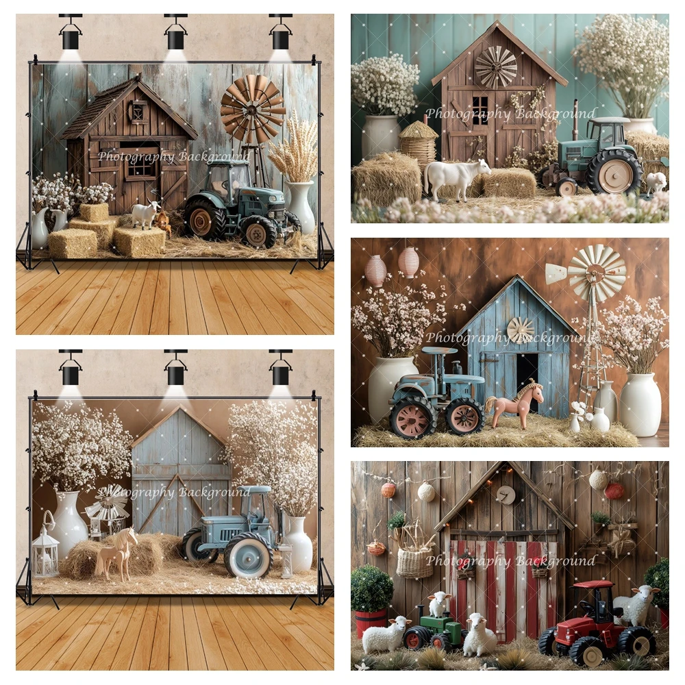 

Newborn Baby Birthday Party Photo Backdrop Cartoom Farm Tool Cart Baby Shower Kids Portrait Cake Crush Photography Background