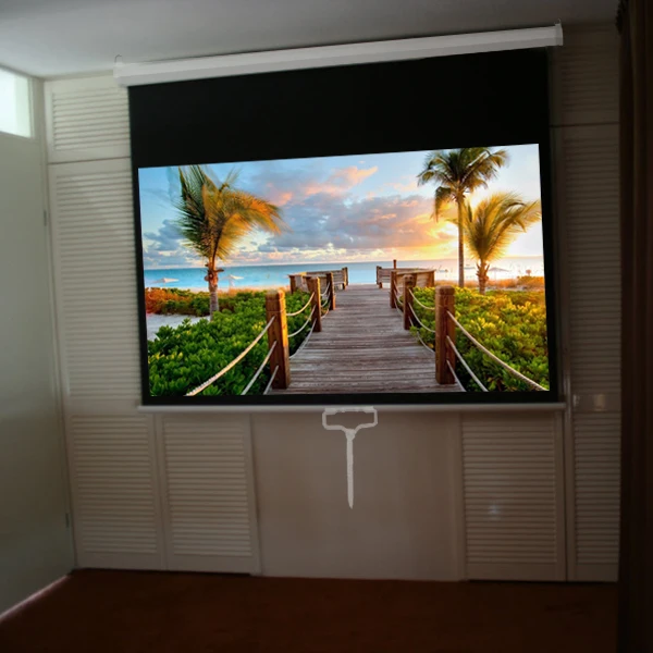 3D High Quality Screen For Home Cinema Indoor Pull Up/pull Down Manual Projection Projector Screen With Front And Rear Fabric