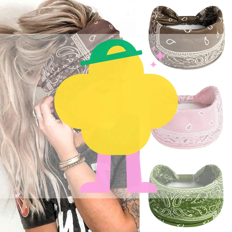Turbans à nœuds bohèmes, bandeaux élastiques de yoga pour femmes, bandeaux larges, foulards imprimés, accessoires de mode pour cheveux