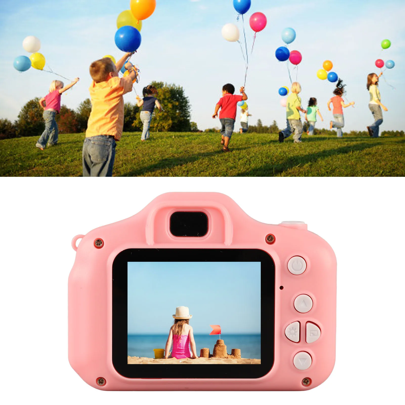 Kinder-Digitalkamera, Videoaufnahme, Kunststoff, Silikon, Rosa, HD-Bild, USB-Aufladung, Kinder-Videokamera für Kinder für Camping