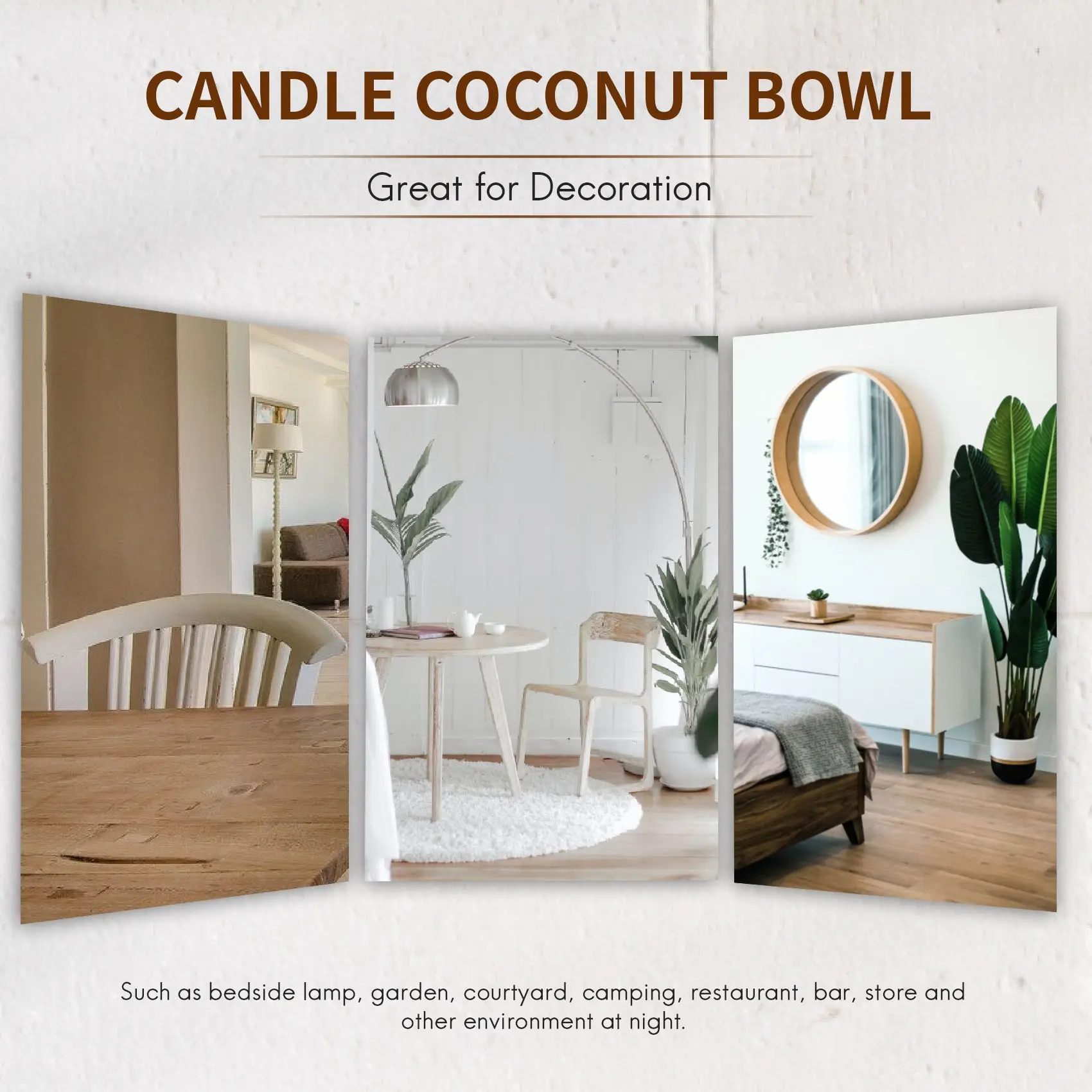 B50C Candle Coconut Shell Bowl,Candle Holders,Handmade Coconut Shell Candle Holder For Tealight Small Pillar,Storage Bowl