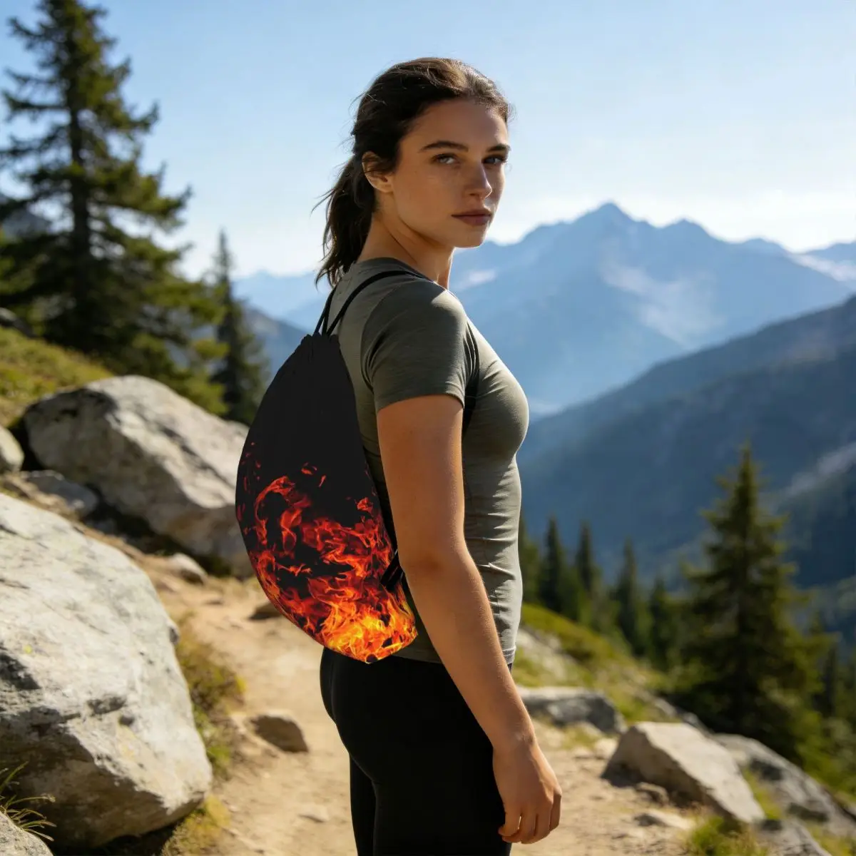 Flame Patterns Of Fury Backpacks Fashion Drawstring Bundle Pocket Storage Bag Book Bags for Man Woman School
