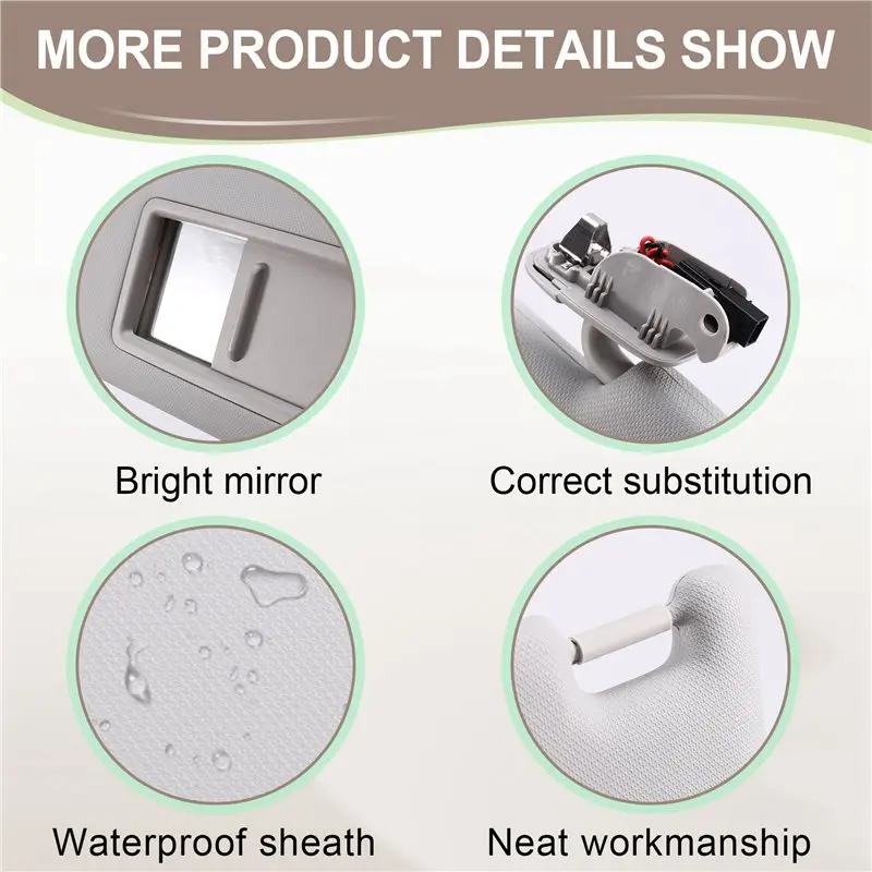 

For A4L A5 Q5L Q2L Compatible 1 Pair Left+ Right Sun Visor Makeup Mirror With Light Grey 8W0857551 8W0857552