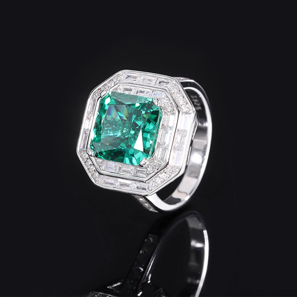 2023 New Trend 100% 925 Sterling Silver 10*10mm Square Emerald Sapphire Rings for Women Gemstone Wedding Party Fine Jewelry Gift