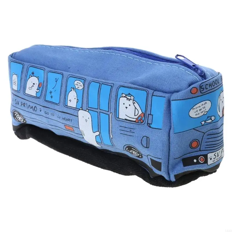 Y8AD Canvas Pencil Case Case Cartoon Bus Pencil Magn