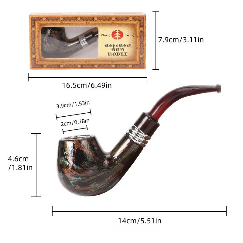 Detachable curved laminated wood pipe with personalized creativity, short snake pattern resin pipe