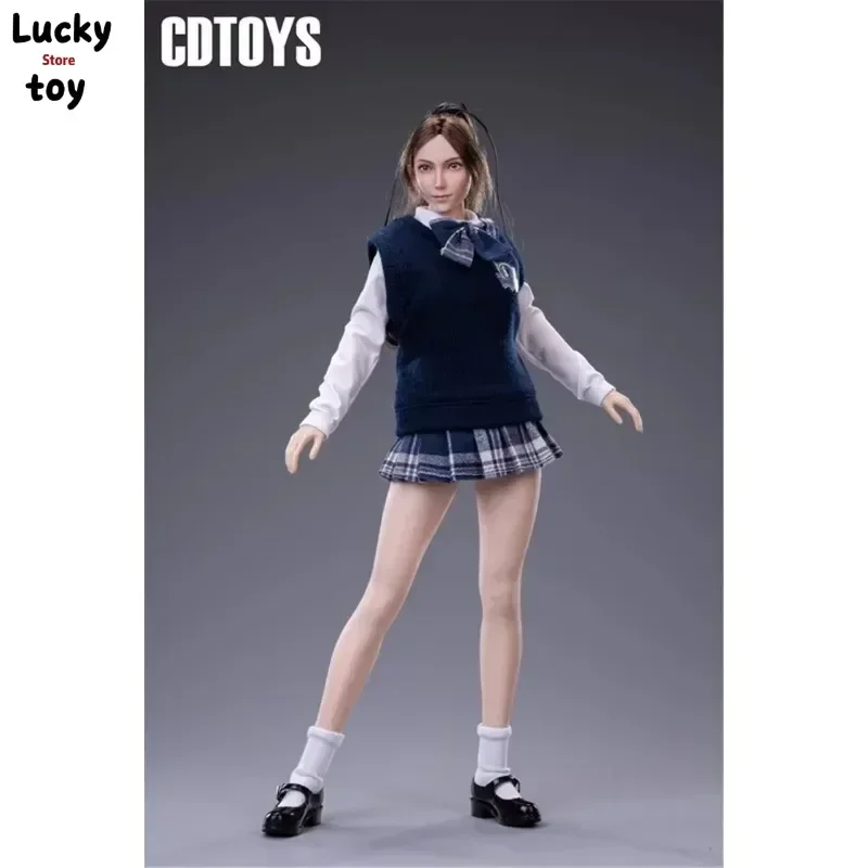 1/6 Scale Female Soldier Student Knitted Sweater Vest Pleated Skirt Doll Clothes Suit for 12in Action Toy Figures Body
