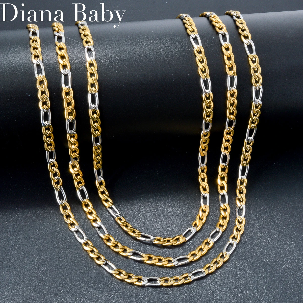 Vintage Stainless Steel Chain Necklace 4mm Silver and Gold Color Two Tone Choker Waterproof Never Fade Jewelry Gifts Wholesale