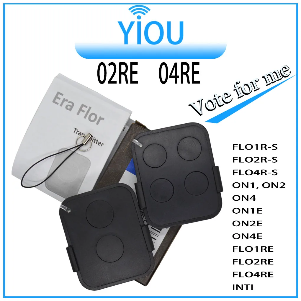 YIOU Era Flor (FL02RE) Garage Door Remote Control Compatible for 433Mhz Rolling Code ON2 ON4 ON2E ON4E FLO2R-S FLO4R