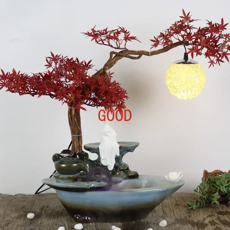 

Home Ornament Water Lucky Fountain Living Decoration Humidifier Bonsai