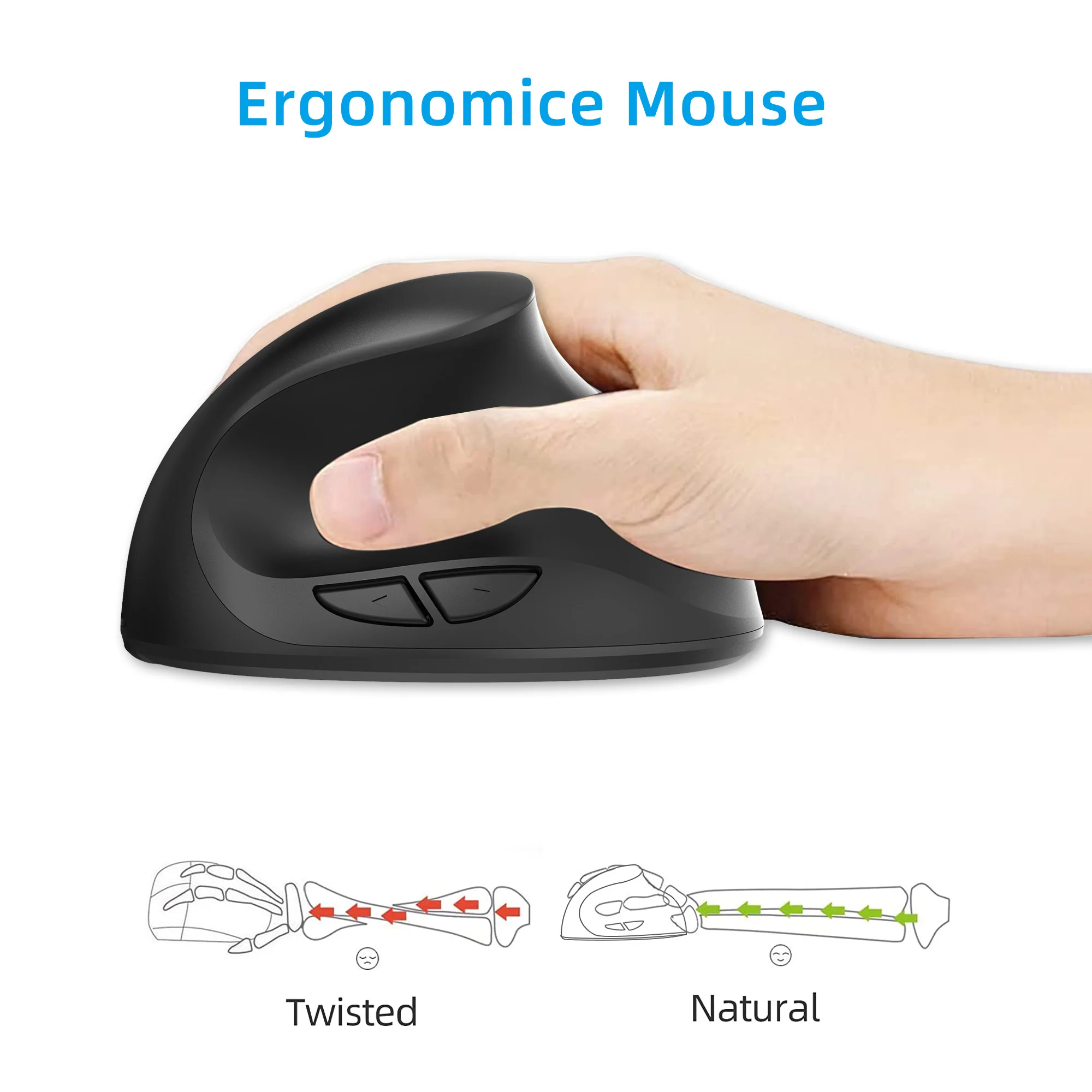 Hot product HXSJ X10 2.4G wireless ergonomic lightweight 1600DPI adjustable optical vertical mouse for office laptop