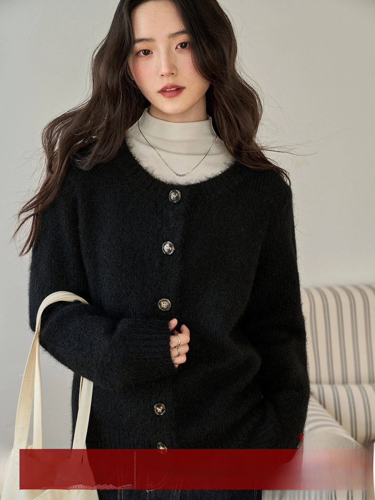 

Мягкий вязаный кардиган MoZa Bla для женщин: свободный крой, круглый вырез, новая зимняя коллекция, комфортный, теплый, модный