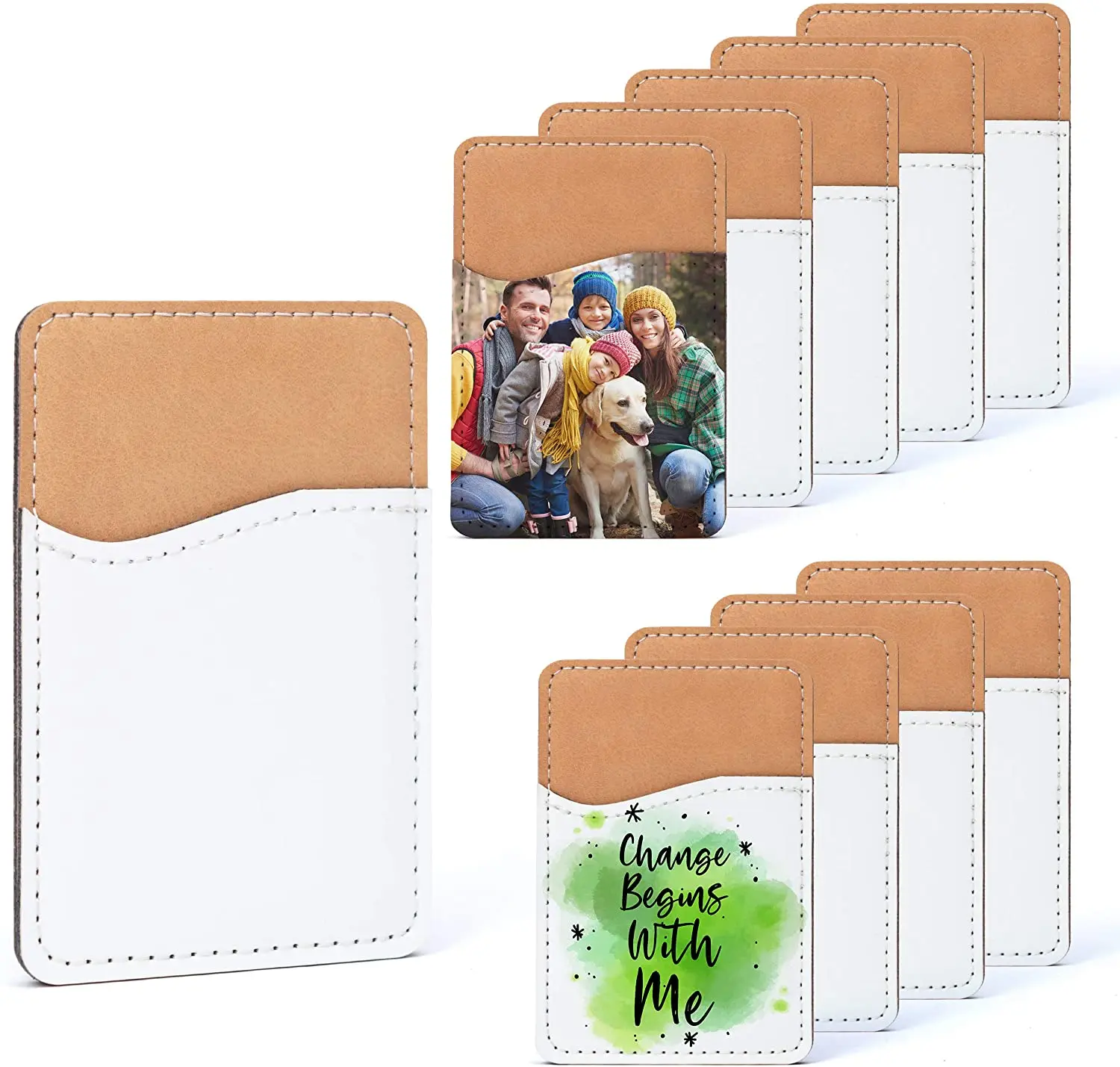 5PCS Bulk Printable PU Cards Holder Sublimation Blanks for Phones with Stickers Heat Press DIY Accessories Products