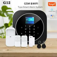 Tuya WiFi GSM Home Security Protection Smart Alarm System LCD Screen Burglar Kit APP Remote Control Arm+smoke Alarm