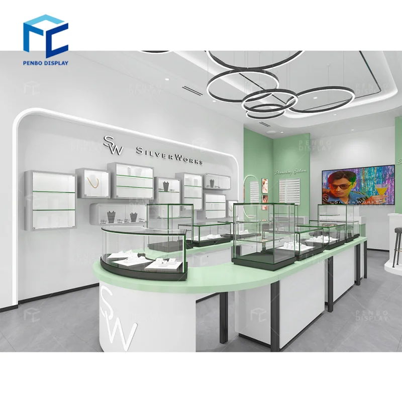 

2025customized.Penbo showcase jewelry shop display furniture simple jewellery shop counter Design Jewelry Showcase