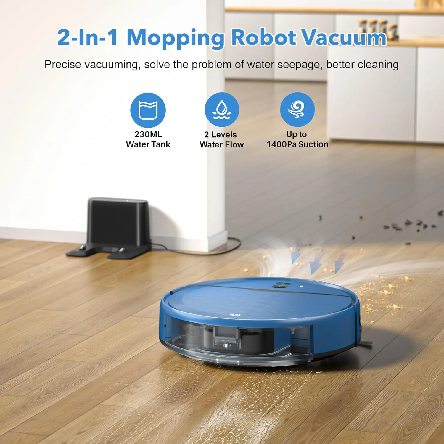 Robot Vacuum and Mop Combo, 2 in 1 Mopping Robot Vacuum Cleaner Compatible with WiFi/App