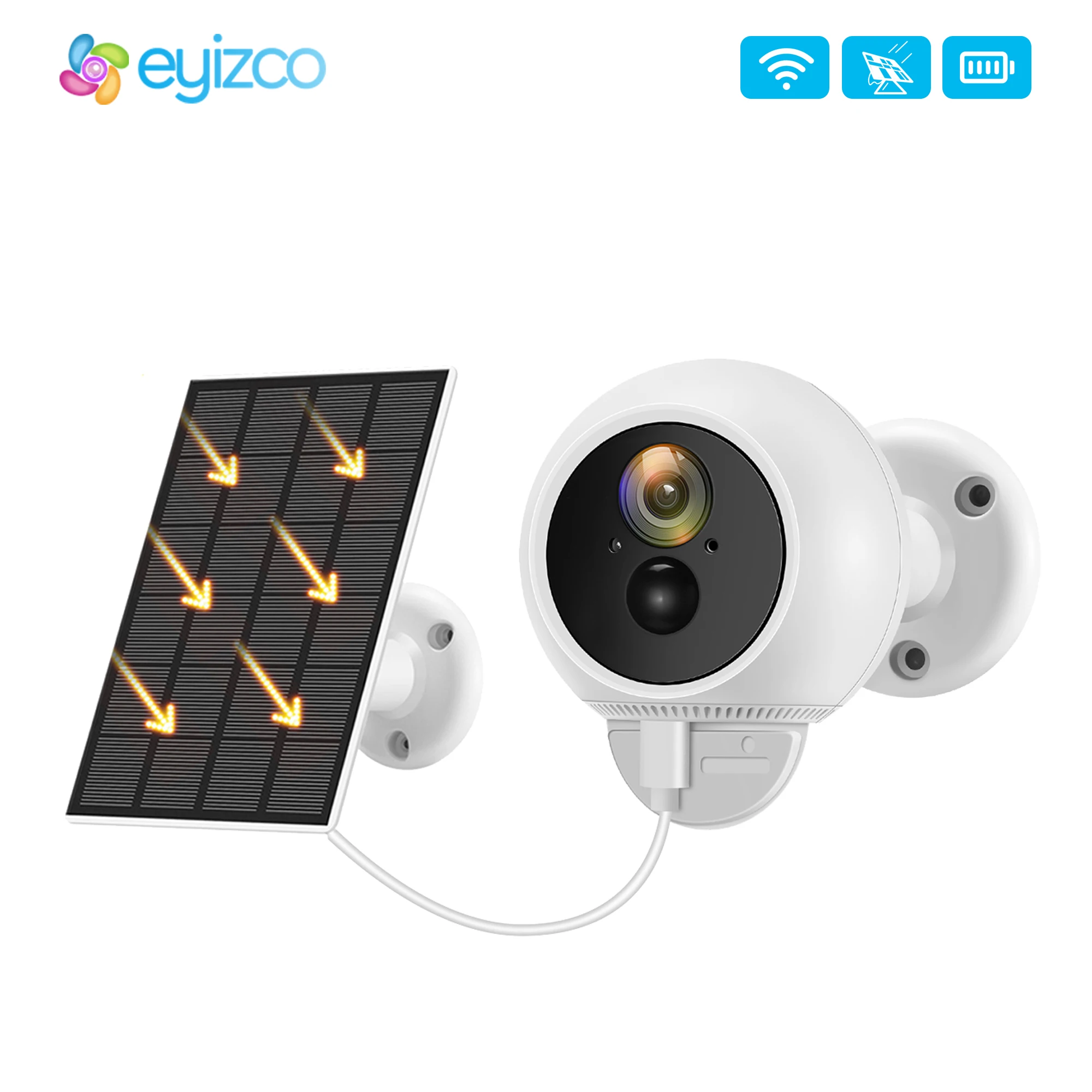 

3MP Solar Camera WIFI Outdoor 18650 Battery Solar Powerd External Wireless PIR Motion Video Surveillance Home Security Cameras