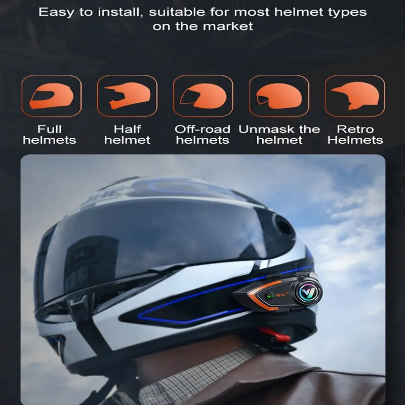 Y80 2X Motorcycle Helmet Intercom Bluetooth Headset V5.3 Hands Free Call Wireless Noise Reduction Waterproof 1000M Interphone
