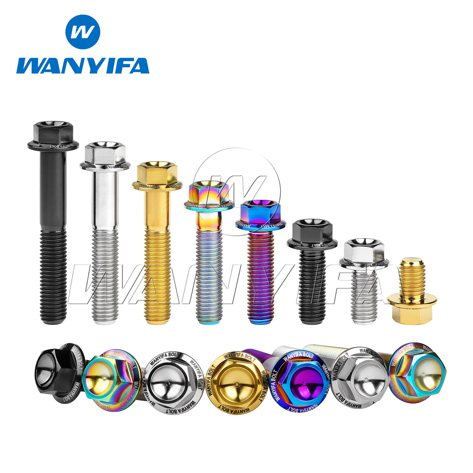 Wanyifa Titanium Bolts M7x10 15 20 25 30 35 40 45 50mm pitch 1.0mm Screws Flange Head Screws for Motorcycle 10/15pcs