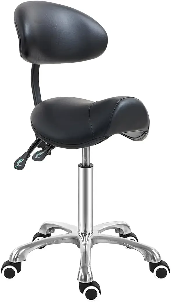 Saddle Stool Chair with Back Support, Ergonomic Stool Chair for Salon Tattoo Spa Medical Dentist Clinic (with