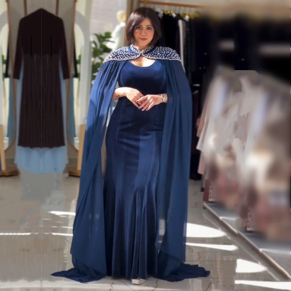 

Customized Women's Evening Gowns High Collar Rhinestone Long Shawl Trumpet Long Dresses Bespoke Occasion Elegant Party Dress