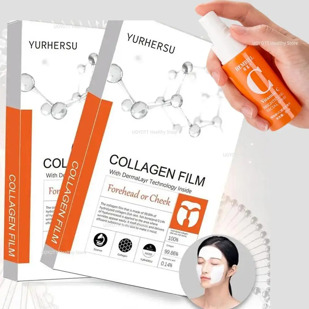 Nano Hydrolyzed Collagen Protein Film Mask Face Serum Spray Set Anti Wrinkle Soluble Face Filler Brightening Firming Skin Care