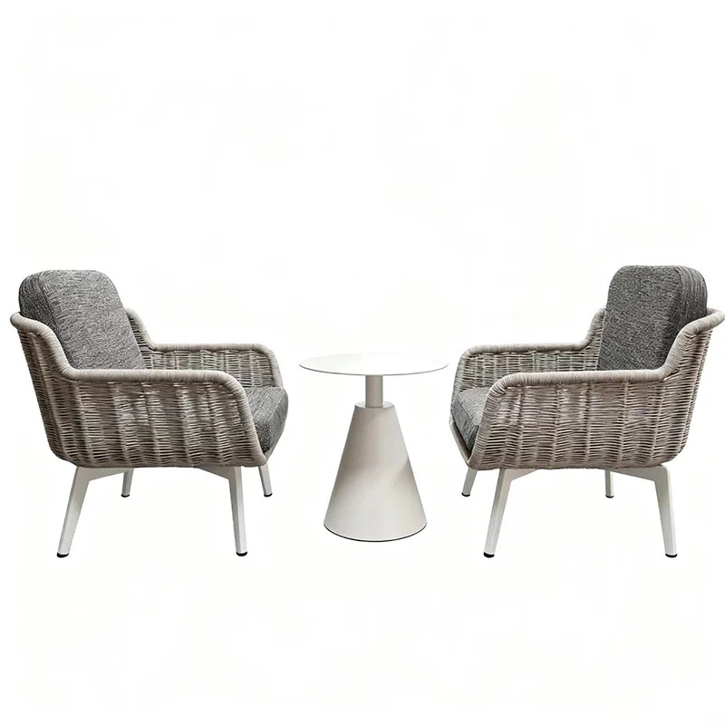 

Waterproof outdoor tables and chairs three-piece Internet celebrity balcony rattan chair coffee table courtyard garden leisure