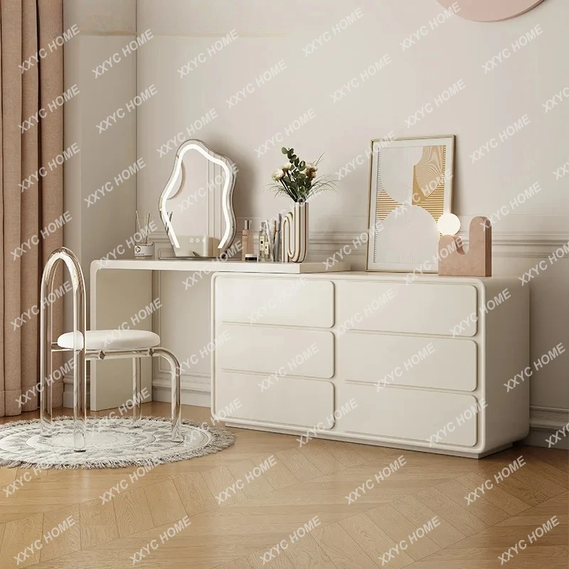 LXCream Style Dresser Storage Integrated Cabinet Modern Simple White Dresser Premium Sense Retractable Dresser