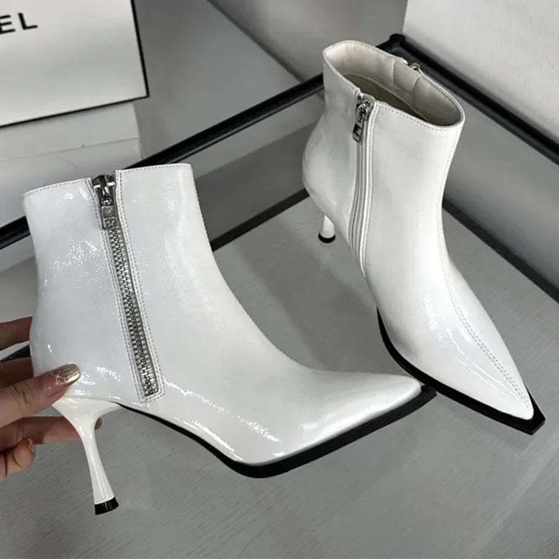 Sexy scarpe a punta sottili tacchi alti stivali da donna 2025 autunno inverno eleganti stivaletti per le donne Botas Altas in pelle di alta qualità