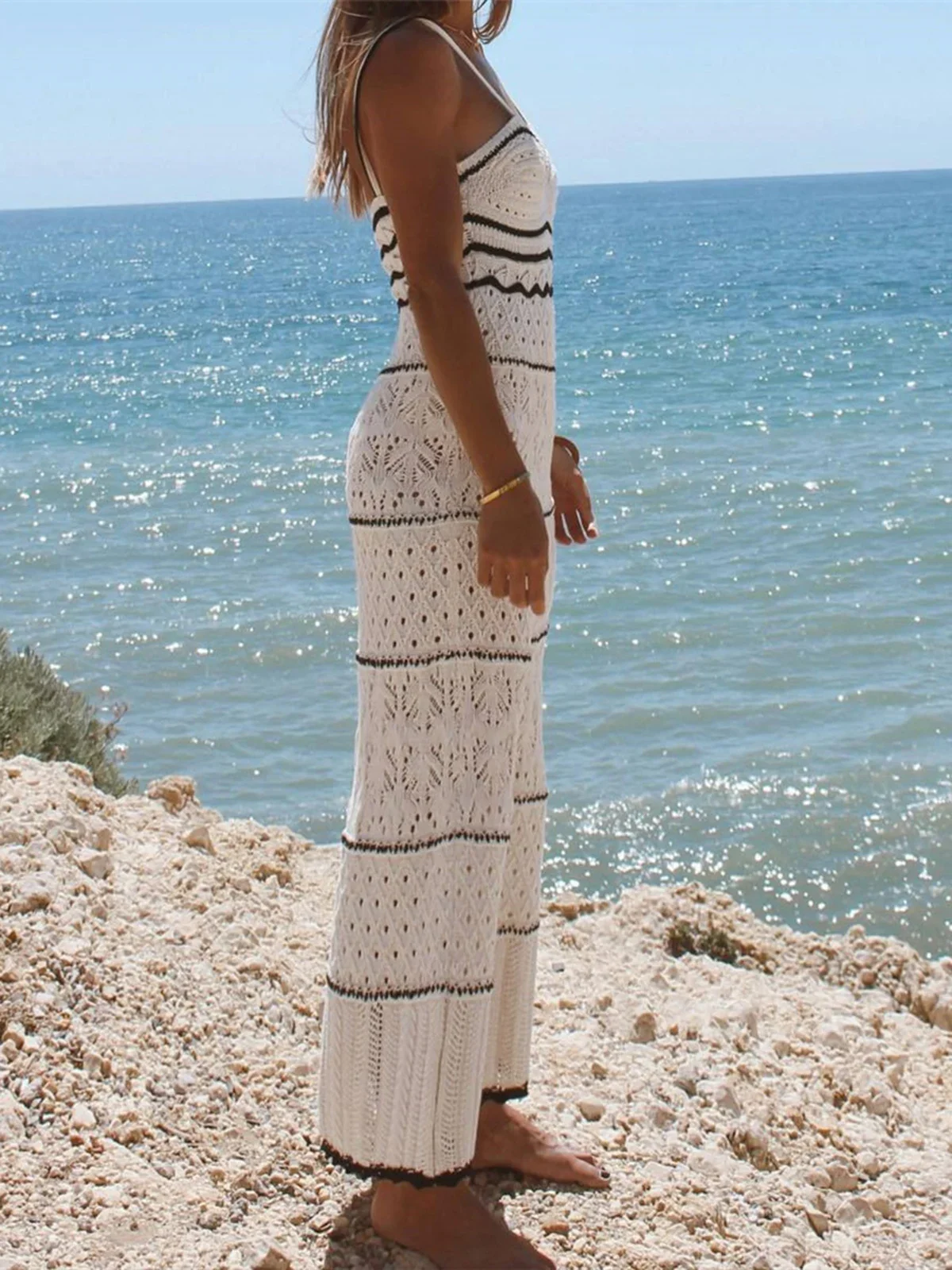 Splicing Hollow Out Backless Crochet Knitted Tunic Beach Cover Up Cover-ups Beach Dress Beach Wear Beachwear Female Women K5579
