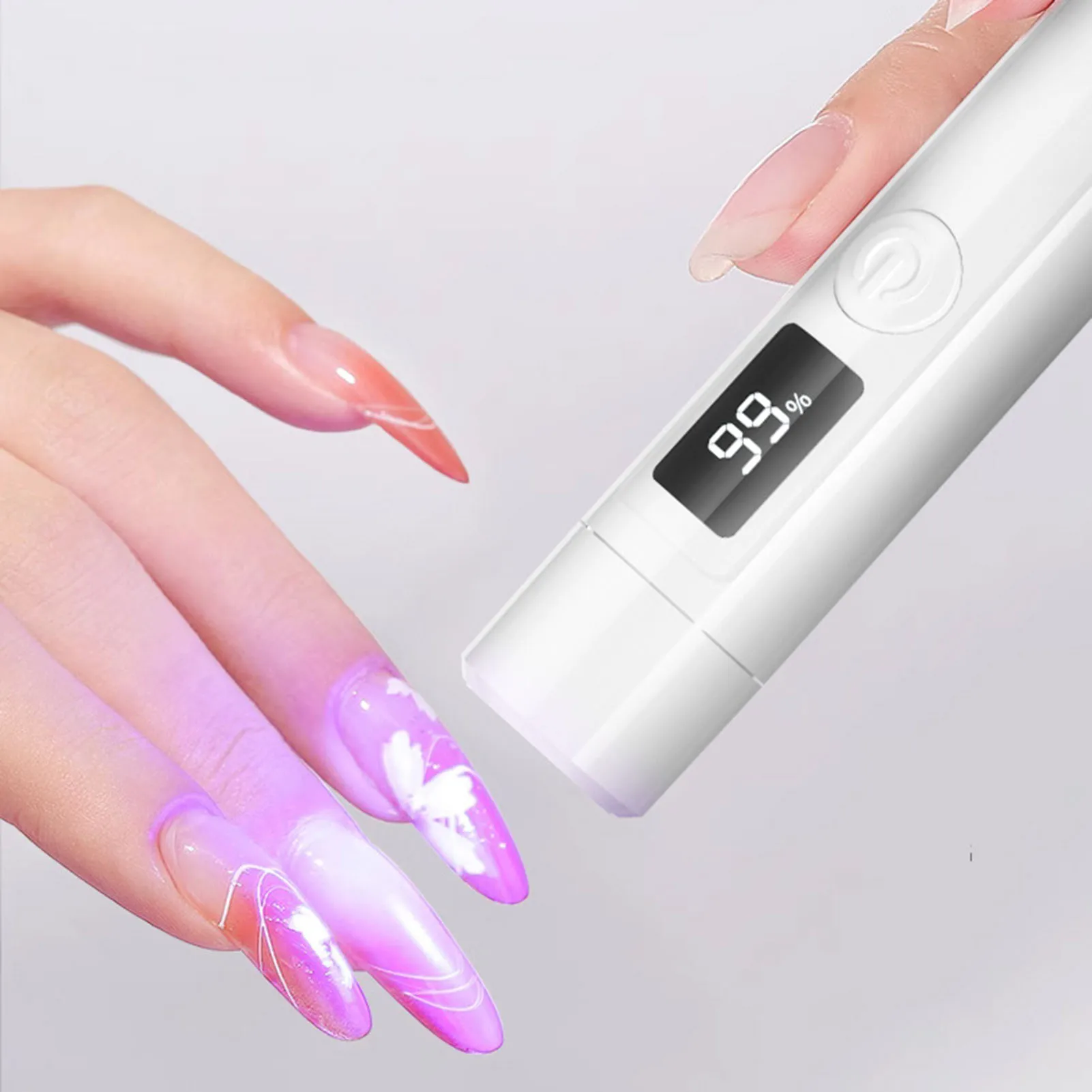 Handheld Mini LED Nail Lamp Comfortable Handle Long Lasting Painless Nail Dryer for Gel Nail Art Flash Curing Lamp