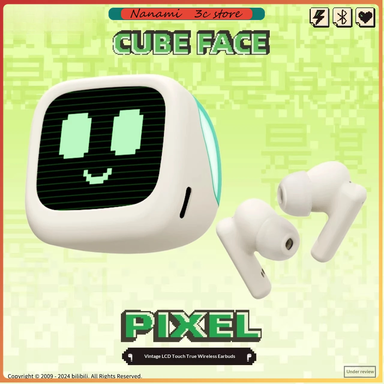 [New Arrival] CUBE FACE Pixel Bluetooth Earphones Pocket Music Retro LCD Touch Screen True Wireless Bluetooth Headphone Gifts