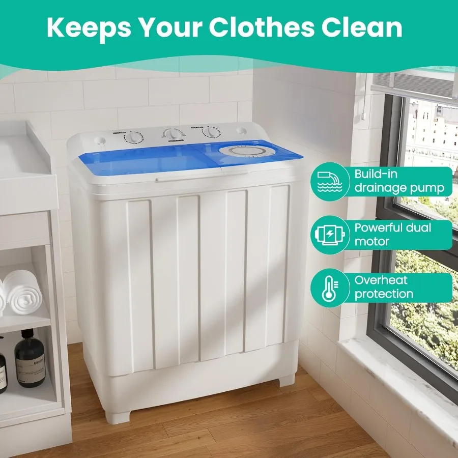 28 Lbs Portable Washing Machine for Apartment RV Dorm Compact Top Load Washer with 18 Lbs Wash Capacity and 10 Lbs Spin Cycle I