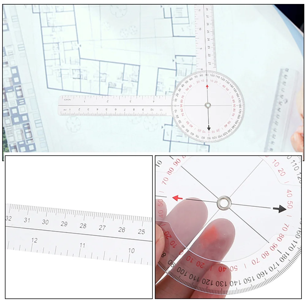 2 uds herramienta transportadora goniómetro regla angular rotativa principal transparente giratorio