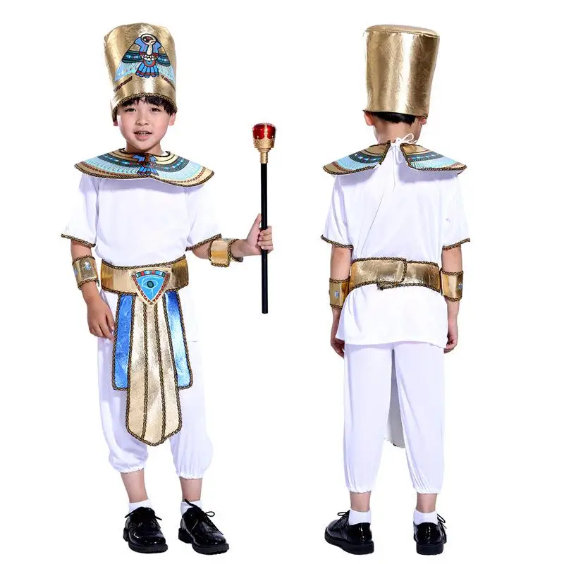 Boy/girl Ancient Egypt Egyptian Pharaoh Cleopatra Prince Princess Cosplay Costume for Kids Carnival Halloween with Accessories