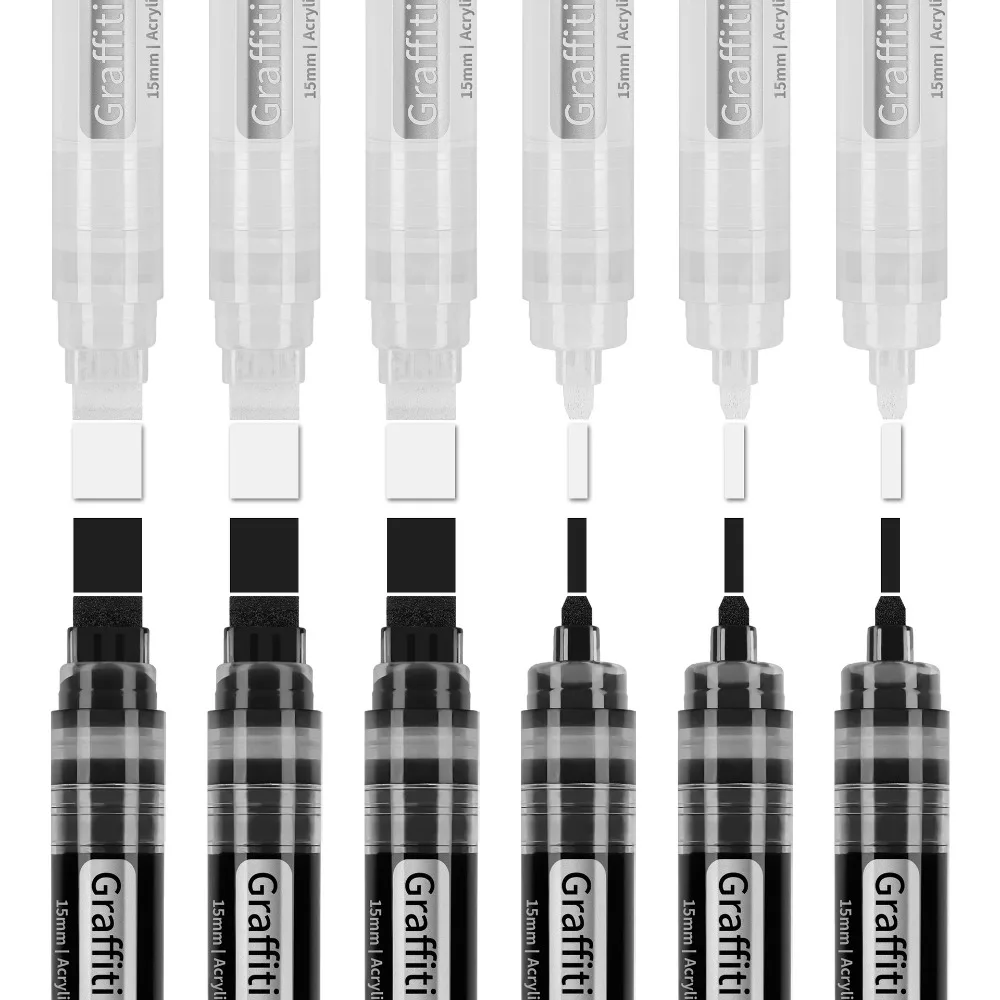 Practical Plastic Marker Wear Resistant Non Fading 15mm Wide Tip Large Acrylic Paint Pens DIY Large Acrylic Pen Student