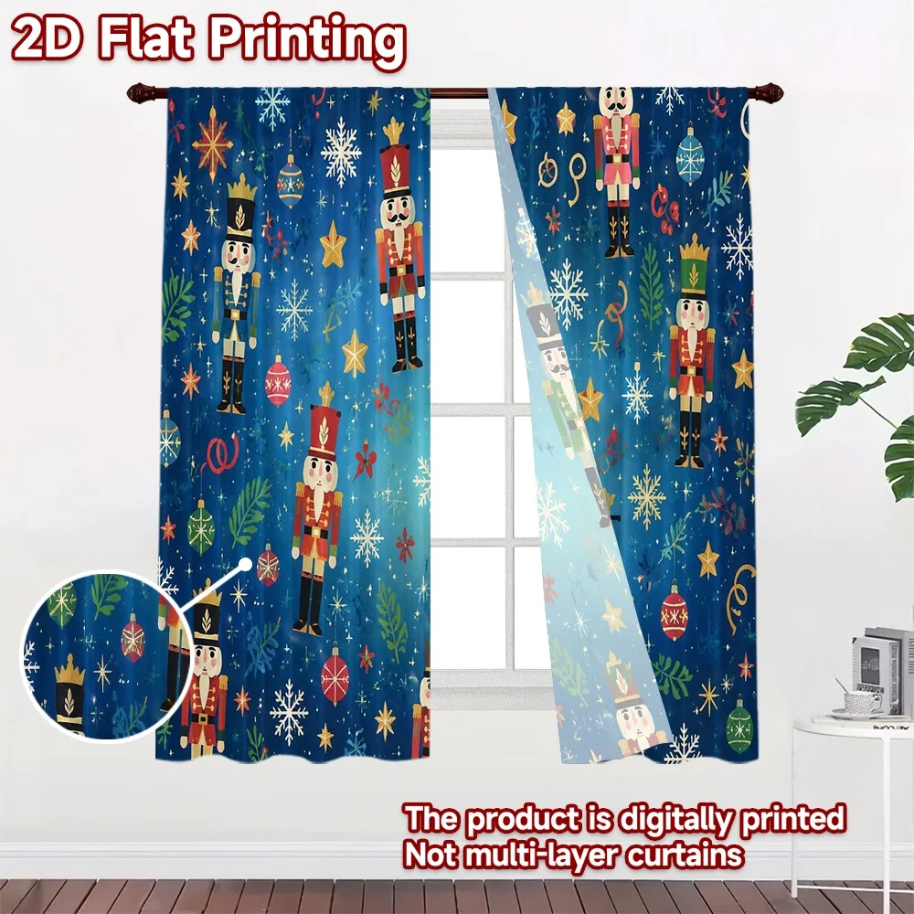2D FLAT PRINTING 2pcs Curtains (Without Rod) Christmas Nutcracker Soldiers(1) Popular Contemporary Curtains Polyester Curtains