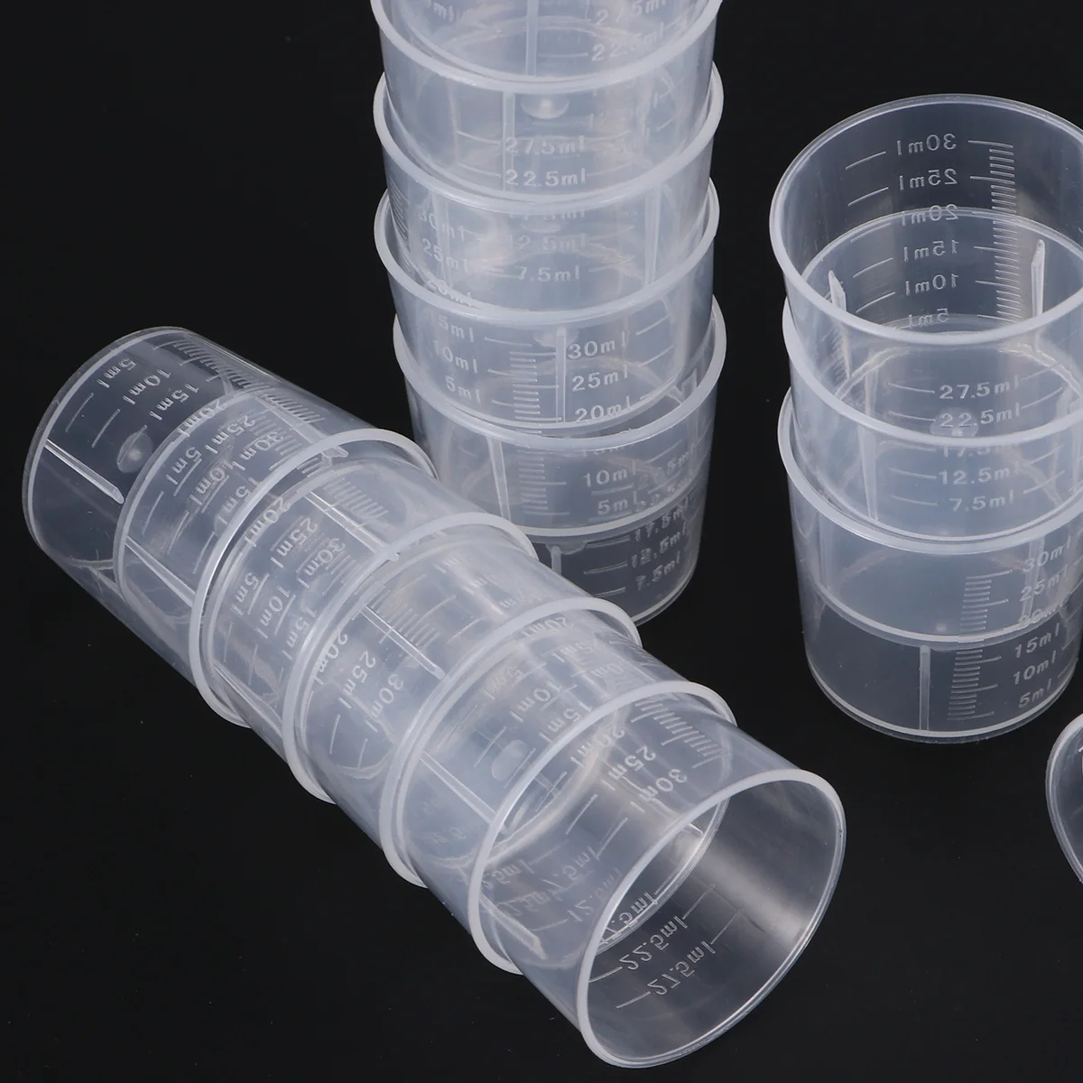 

30Pcs Strong Plastic Measuring Cups Transparent Clear Graduated Beakers Measuring Tools for Kitchen Laboratory Precise