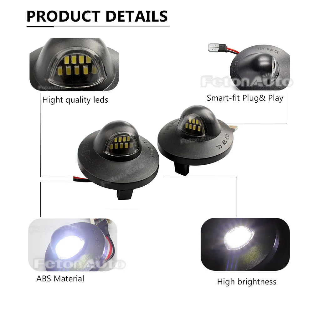 For Ford F150 F-250 F-350 F-450 F-550 Ranger Explorer License Plate Light Number Light 2pcs LED White 9 LED lights view 2