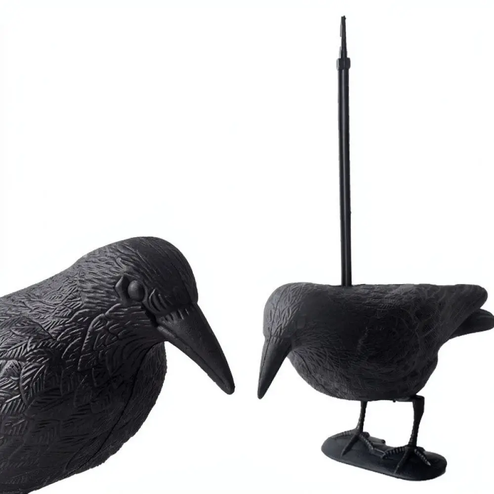Outdoor Bird Repellent Crow Decoy Statue Garden Yard Ornament Realistic Halloween Decor Creative Animal Craft